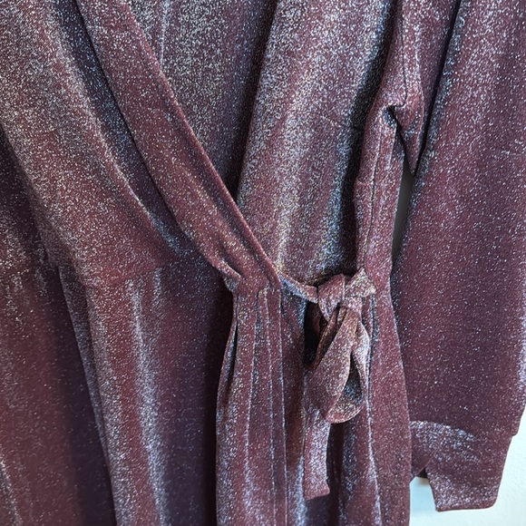 NWT Lane Bryant Burgundy Metallic Faux Wrap Dress - Picture 7 of 7